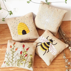 Corinne Lapierre - Linen Lavender Bags Embroidery Kit - Bees