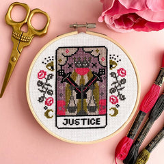 Innocent Bones - Justice Tarot Card Cross Stitch Kit