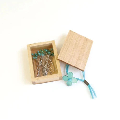 Cohana Glass Sewing Pins in a Cherry Box