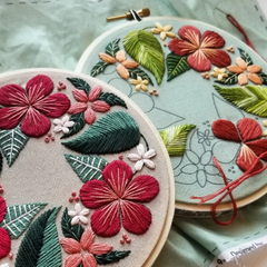 Jessica Long Embroidery - Floral Flourish Embroidery Kit / Light Taupe
