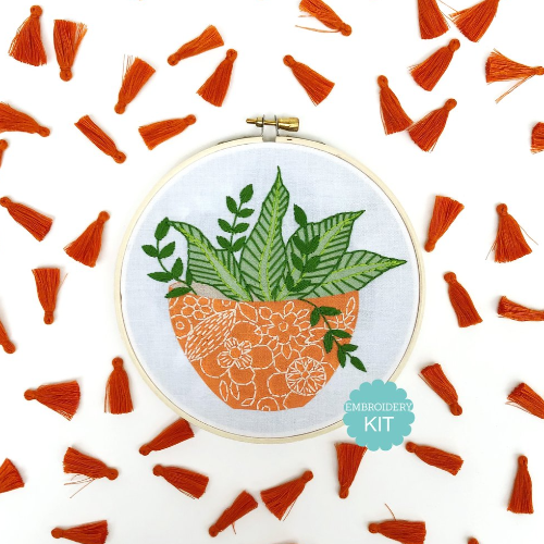 Rikrack - Orange Flower Pot Embroidery Kit