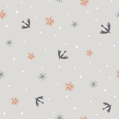Winterfold - Birds and dots on grey 1343