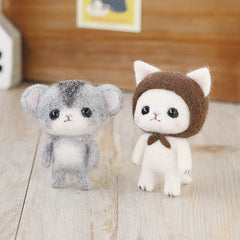 Hamanaka Big Eye Felt Wool Mascots Hooded Cat and Hamster (H441-371)