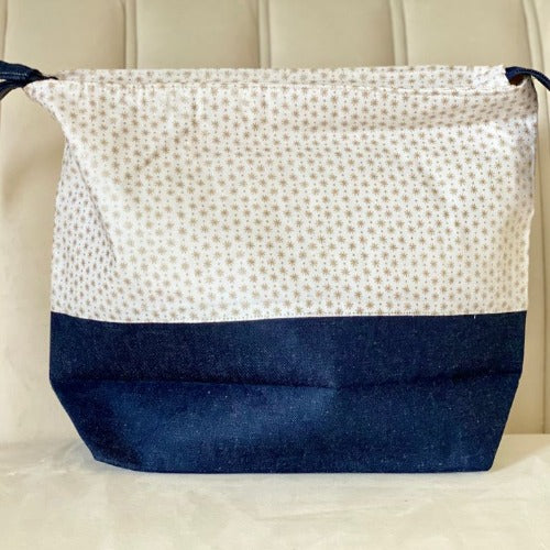 Zippered Project Bag - White Stars