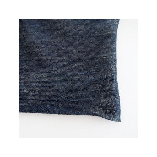 Check & Stripe Wool Jersey / Navy / 91cm x 182 cm