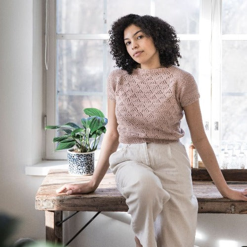 Florencia Pullover Kit Knitting for Olive Cotton Merino