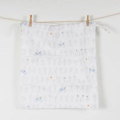 14" x 13.5" Drawstring Bag / White & Animal