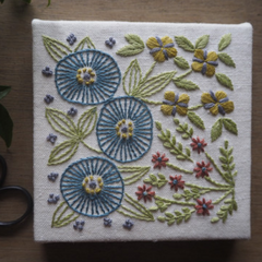 Blue Flower Garden - Embroidery Panel Kit