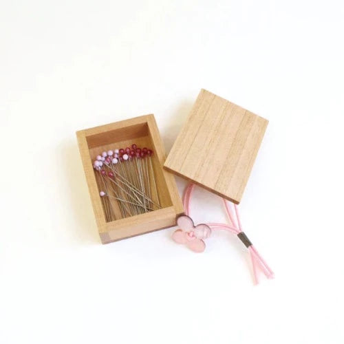 Cohana Glass Sewing Pins in a Cherry Box