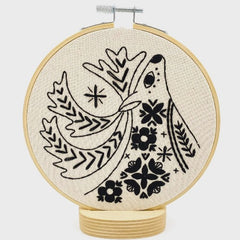 Hook Line + Tinker - Folk Caribou Embroidery Kit BLACK