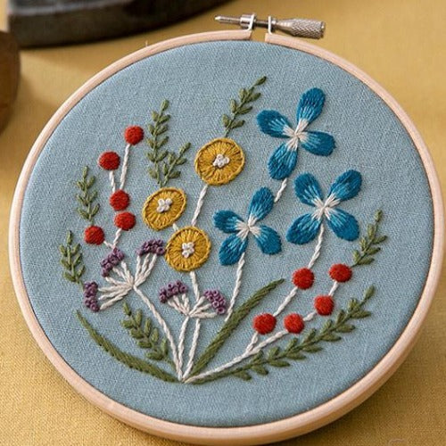 Piece - Wildflower Embroidery Kit Light blue (PHC-082-2)