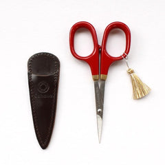 Small scissors with gold lacquer art (Shunuri-painting / Red)
