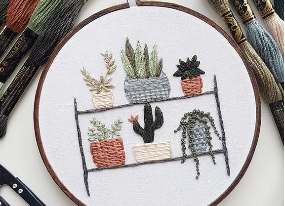 Through Rain or Shine / Plant Shelf Embroidery Kit